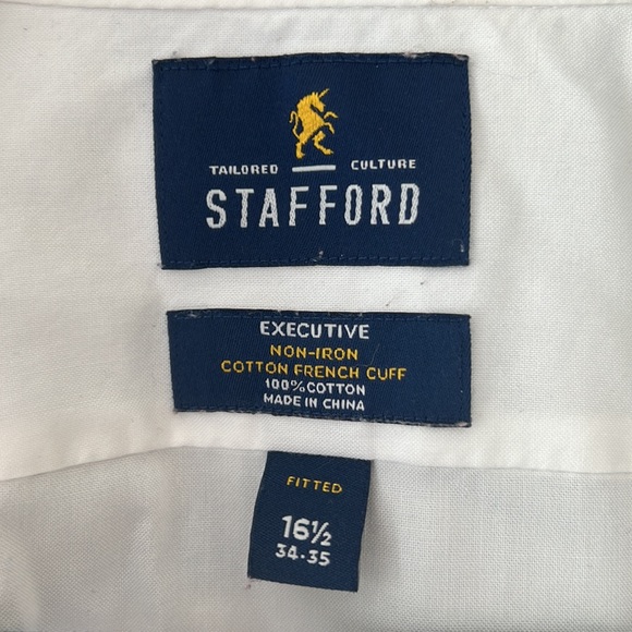 White Dress Shirt Mens Large French Cuff 16.5 Neck 34-35 Sleeve - Picture 2 of 2